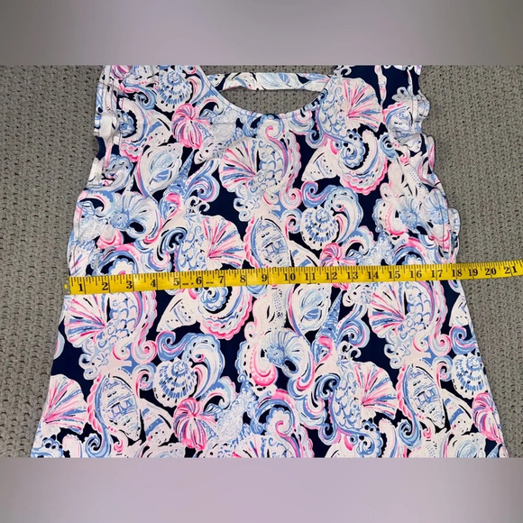 Lilly Pulitzer Dani Mini Swing Dress Medium Blue Pink high tide its for shore - Picture 4 of 7